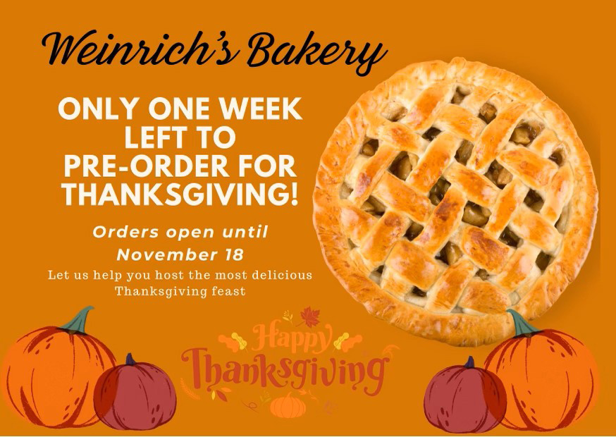 Weinrich Bakery Thanksgiving Orders